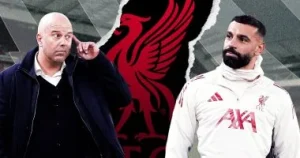 محمد صلاح يتألق في اللحظات الحاسمة وينتزع الفوز من سلوت قبل مغادرته مع الفريق بفوز ساحق محمد صلاح يتألق في اللحظات الحاسمة وينتزع الفوز من سلوت قبل مغادرته مع الفريق بفوز ساحق